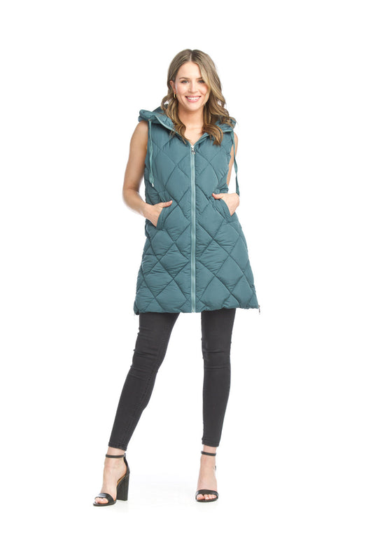 JT13752 SLATE Puffer Hooded Vest with Side Zip Detail
