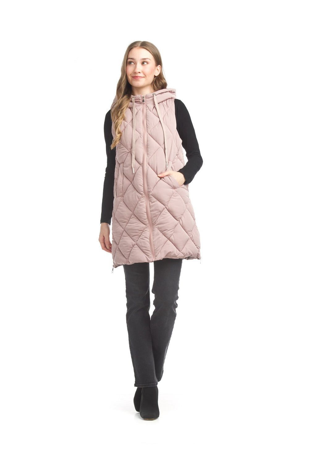 JT13752 DROS Puffer Hooded Vest with Side Zip Detail