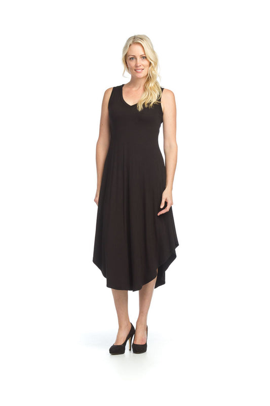 PD12656 BLACK Soft Stretchy Maxi Dress with Pockets