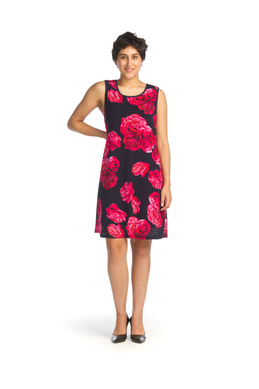 PD14663 NAVY Mesh Floral Overlay Dress