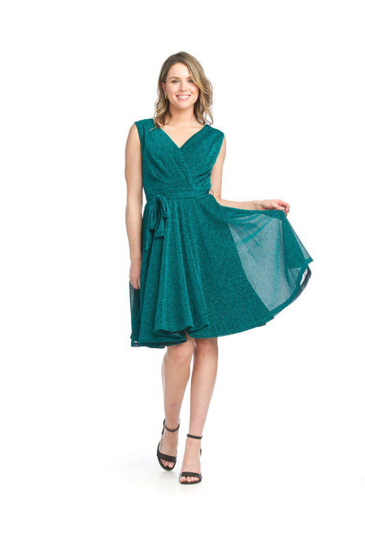 PD15519 EMERA Sparkle Stretch Wrap Look Dress