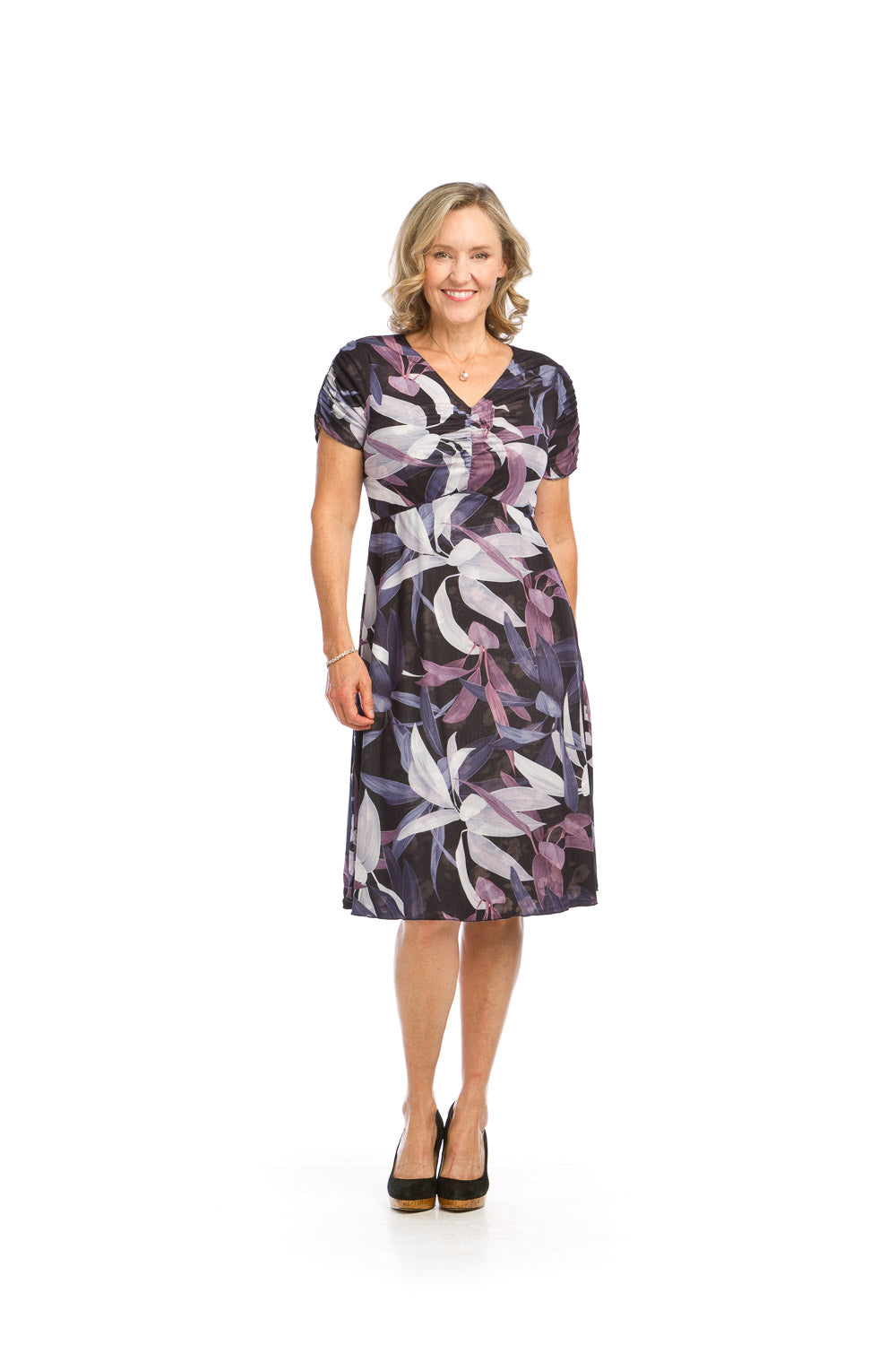 PD16720 BLACK Floral Mesh & Jersey Reversible Dress