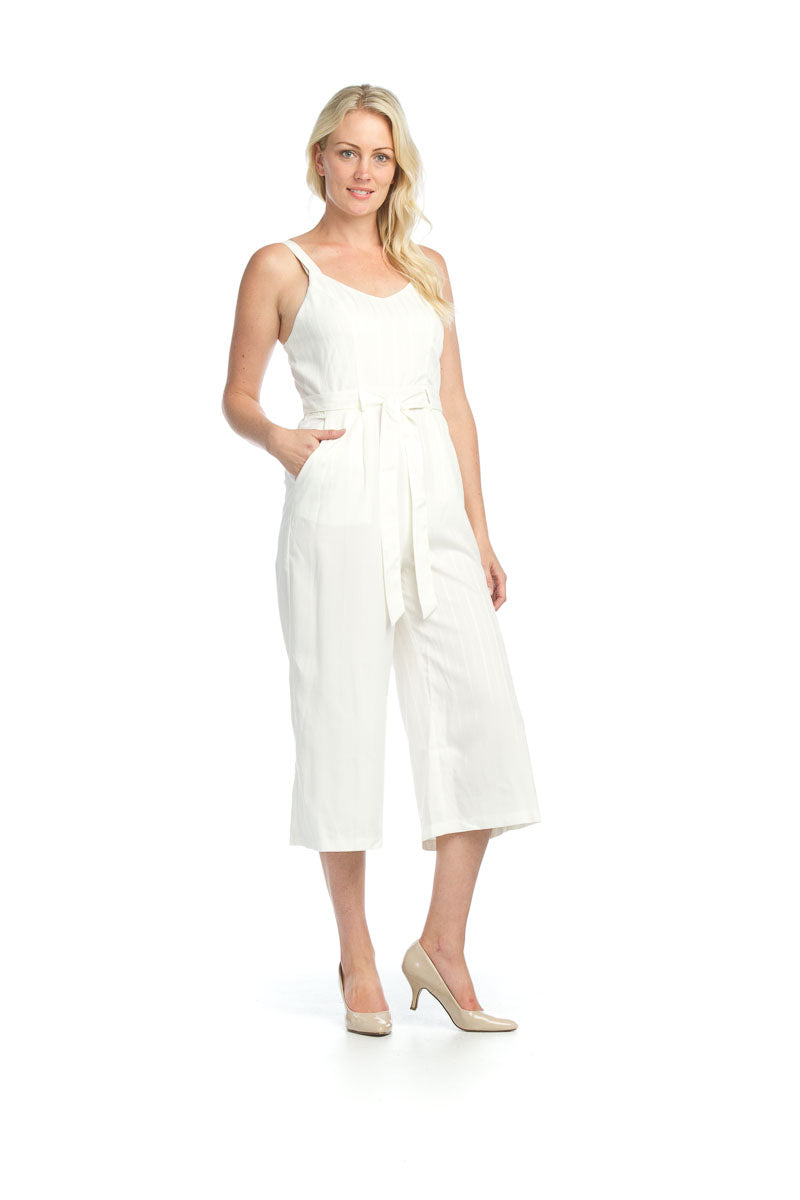 PP05808 CREAM Striped Sleeveless Jumpsuit