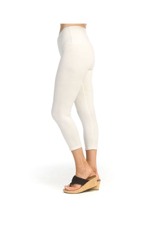 PP14810 WHITE Stretch Bamboo Cropped Leggings