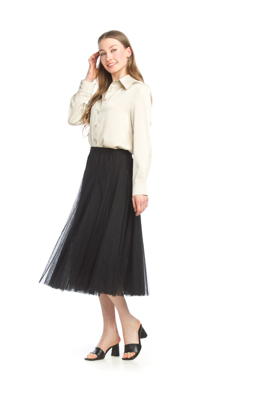 PS15903 BLACK Stretch Netting Layered Skirt