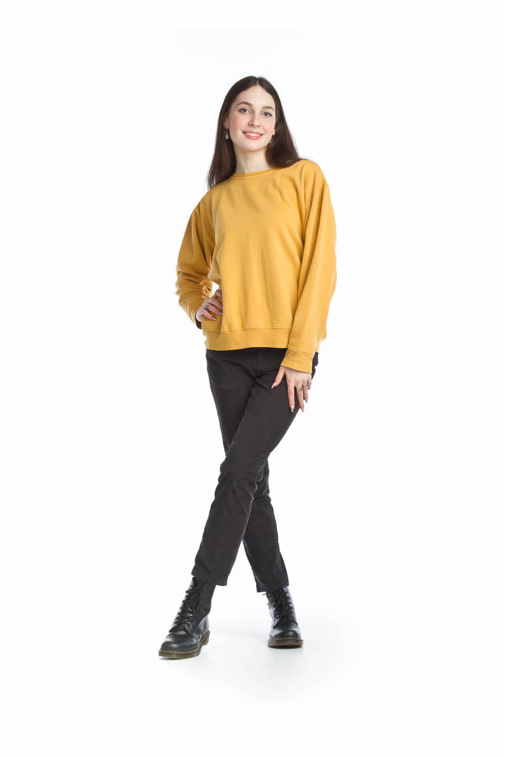 PT13019 MUSTA Solid Brushed Cewneck Sweater