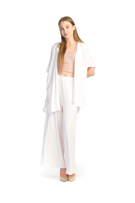 PT14012 WHITE Bamboo Stretchy Coverup