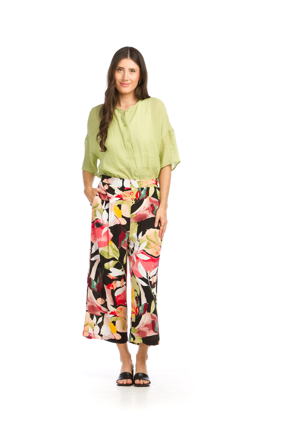 PP16807 MULTI Multicolor Print Wide Leg Pants