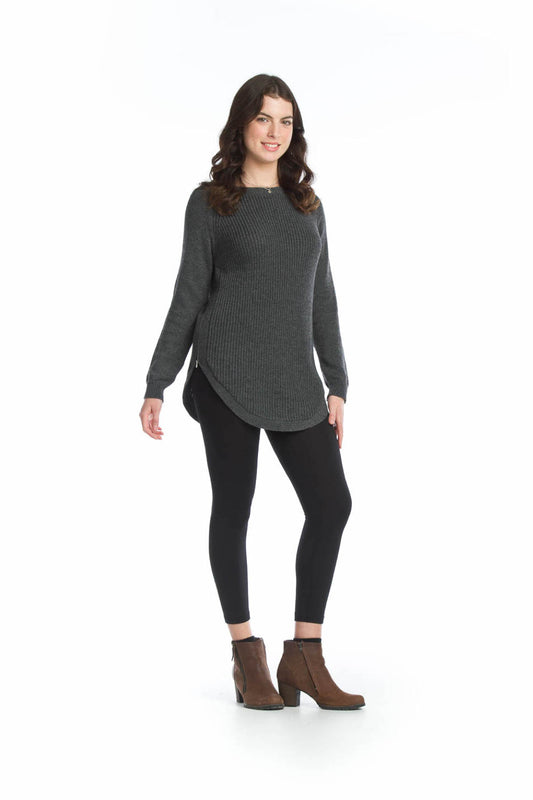 ST04384 CHARC Long sleeve Sweater with Zip side