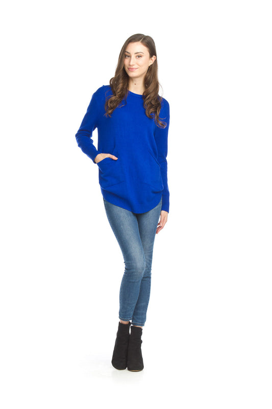 ST06249 COBAL Sweater Tunic with Rounded Hem and Pockets