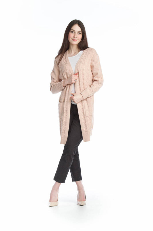 ST11220 BLUSH Soft Cable Knit Cardigan with Pockets