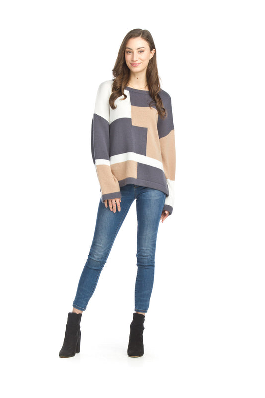 ST15229 MULTI Color Blocked Pullover Sweater