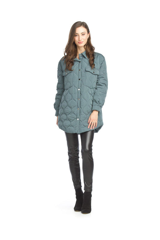 JT13744 TEAL Quilted Shacket with Pockets