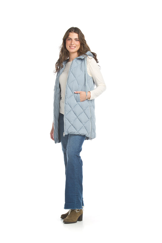 JT13752 CLOUD Puffer Hooded Vest with Side Zip Detail