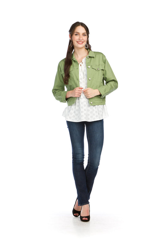 JT14778 GREEN Denim Stretch Jacket