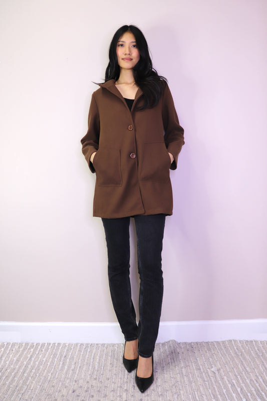 JT17702 CHOCO Funnel Neck Hooded Jacket with Patch Pockets