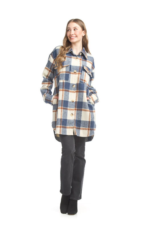 JT17742 INDIG Plaid Shacket with Pockets