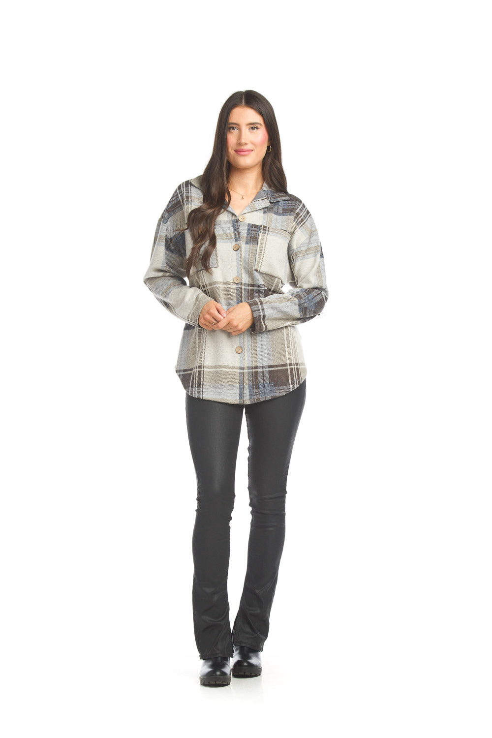 JT17753 MULTI Plaid Shacket with Pockets