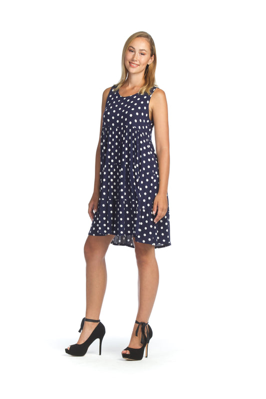 PD07531 NAVY Polka Dot Tiered Dress