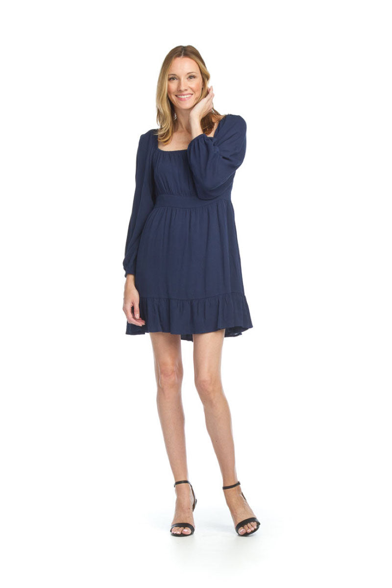 PD12568 NAVY Empire Waist Dress with Baloon sleeves