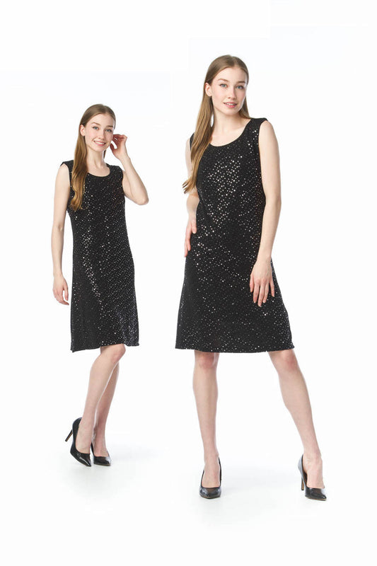 PD13505 BLACK Sparkle Sleeveless Stretch Dress