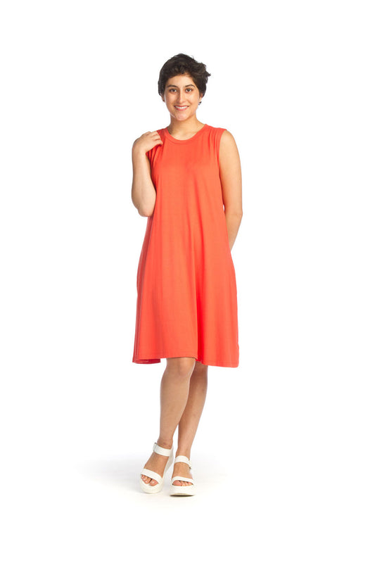 PD14518 CORAL A-Line Bamboo Dress with Pockets