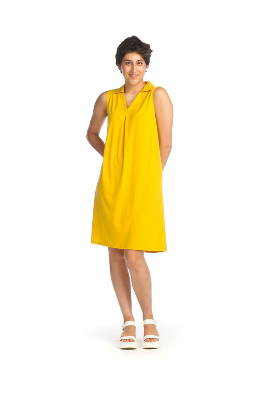 PD14703 MUSTA Stretchy Collared Dress with Pockets