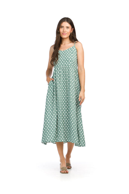 PD16555 SEAFM Polka Dot Sleeveless Dress with Pockets