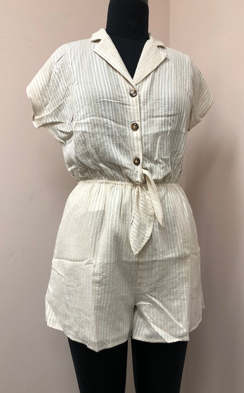 PP05804 NATUR Natural Stripe Linen Romper