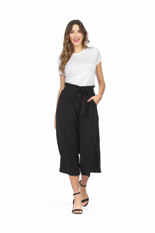 PP05823 BLACK White Wide Leg Pants