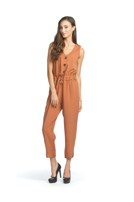 PP05850 RUST Elastic Waist Jumpsuit