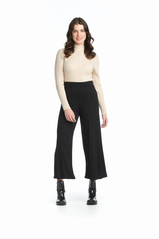 PP13805 BLACK Stretchy Wide Leg Pants