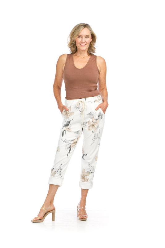 PP16806 CREAM Floral Stretch Pants