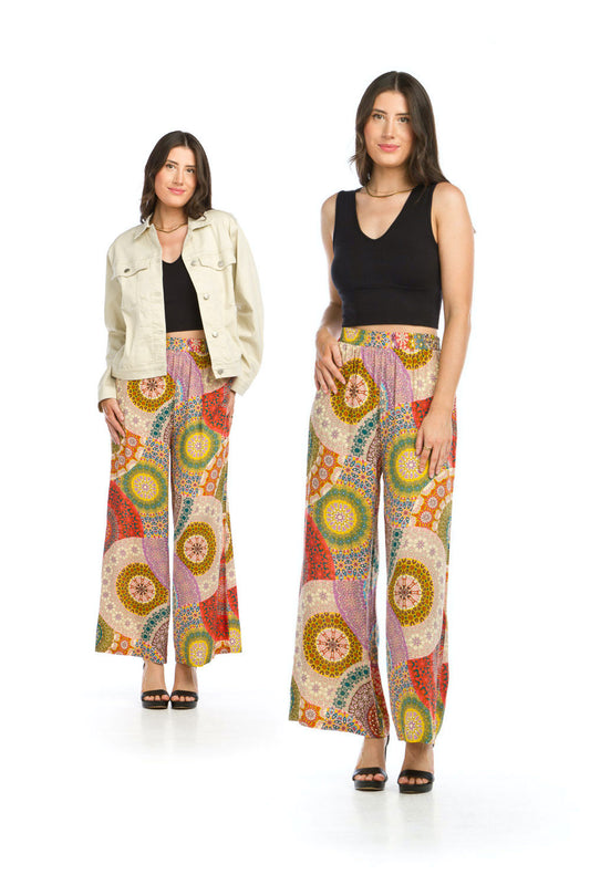 PP16840 MULTI Mandala Print Wide Leg Pants