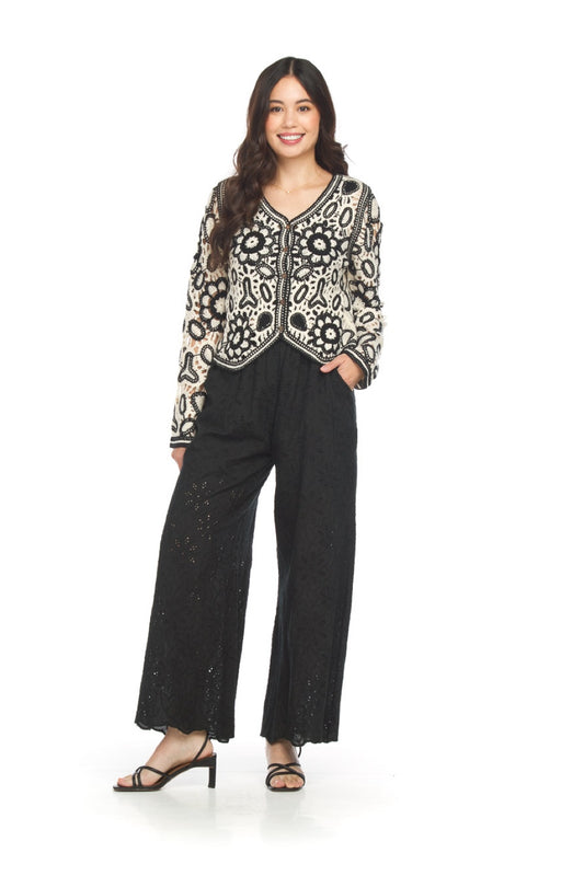 PP18807 BLACK Eyelet Pants