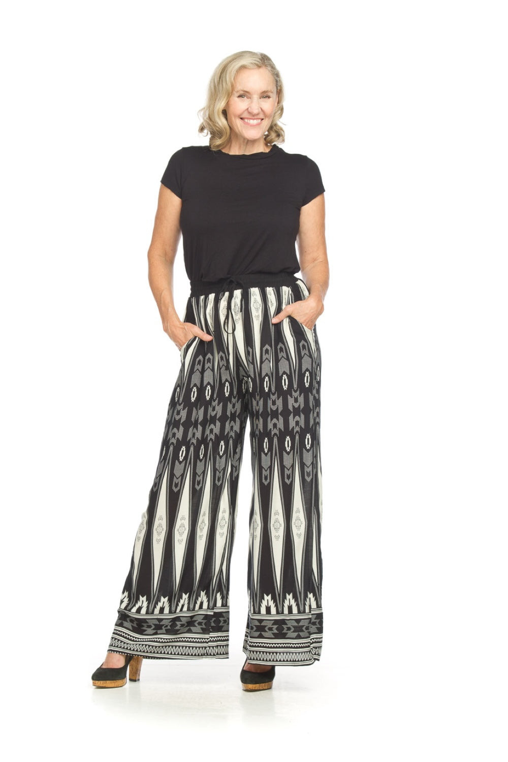 PP18840 BLACK Global Print Pants