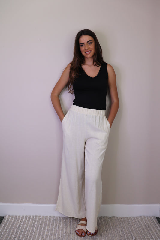 PP16838 LINEN Linen Blend Wide Leg Pants