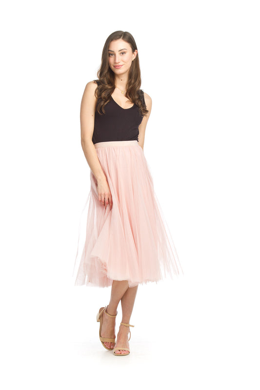 PS15903 PINK Stretch Netting Layered Skirt