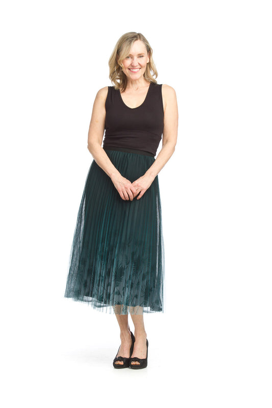 PS15904 GREEN Velvet Burnout Skirt