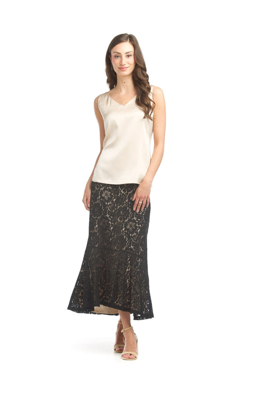 PS17907 BLACK Lace Skirt with Flare Hem