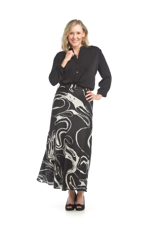 PS17911 BLACK Marble Satin finish Skirt