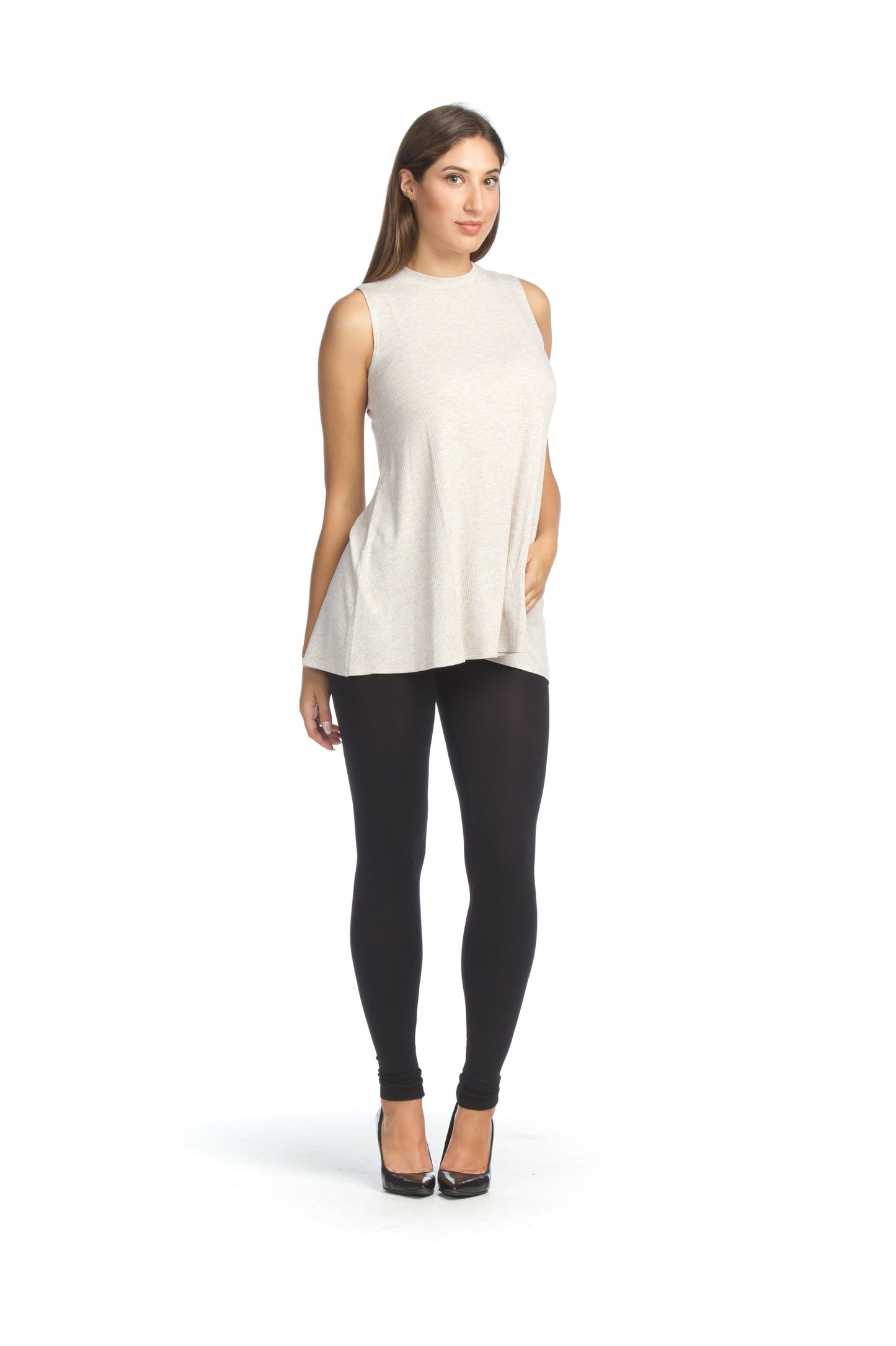 PT05127 OATML Rib Jersey A Line Tunic Tank