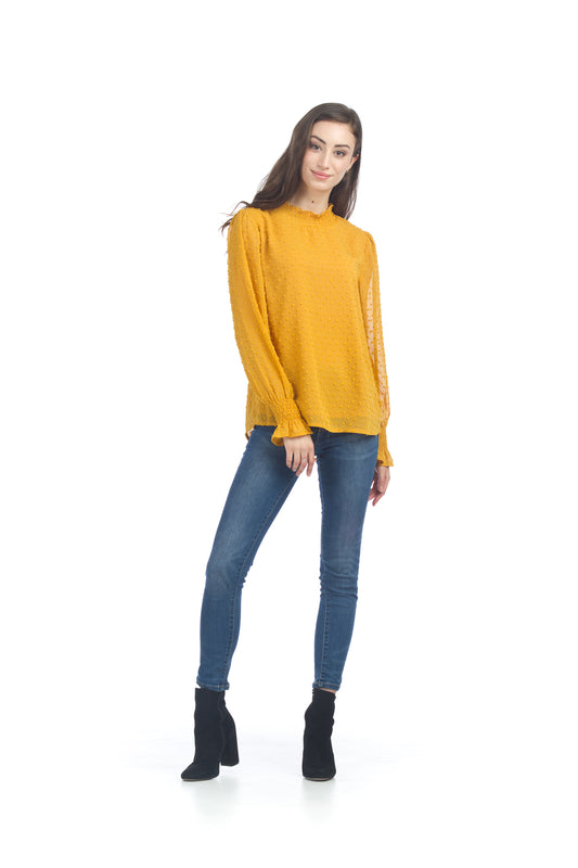 PT06016 MUSTA Tufted Mock Neck Blouse