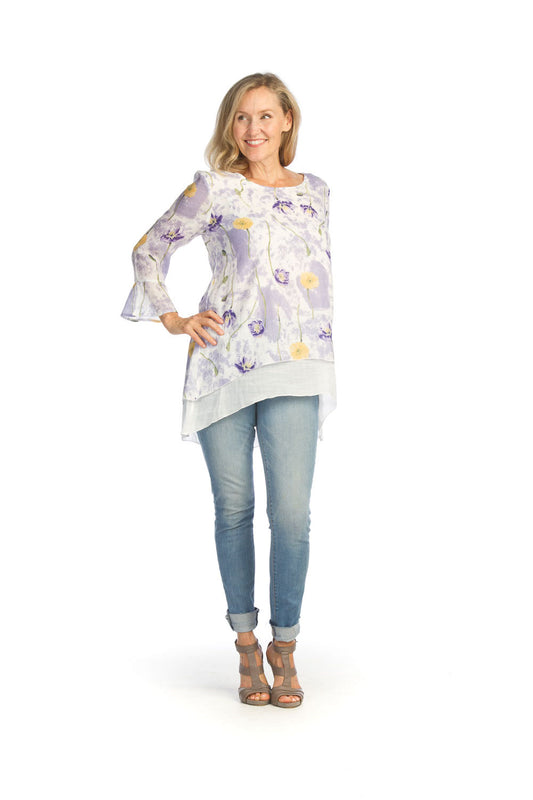 PT12117 LILAC Watercolor Floral Layered Blouse