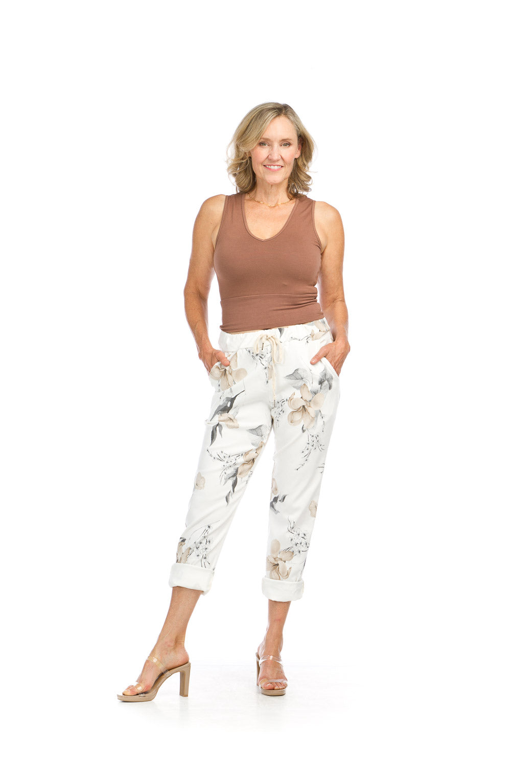 PP16806 CREAM Floral Stretch Pants PAPILLON US