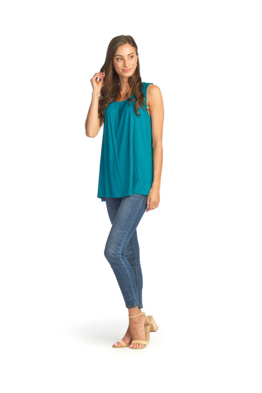 PT14008 TEAL A-Line Stretch Bamboo Tank