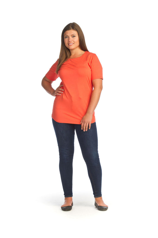 PT14010 CORAL Short Sleeve Bamboo Top