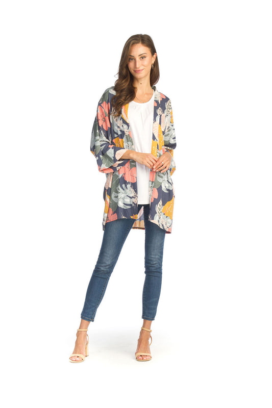 PT14130 MULTI Floral 3/4 Sleeve Cover Up