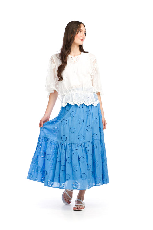 PS16904 ROYAL Cotton Eyelet Skirt with Elastic Waistband