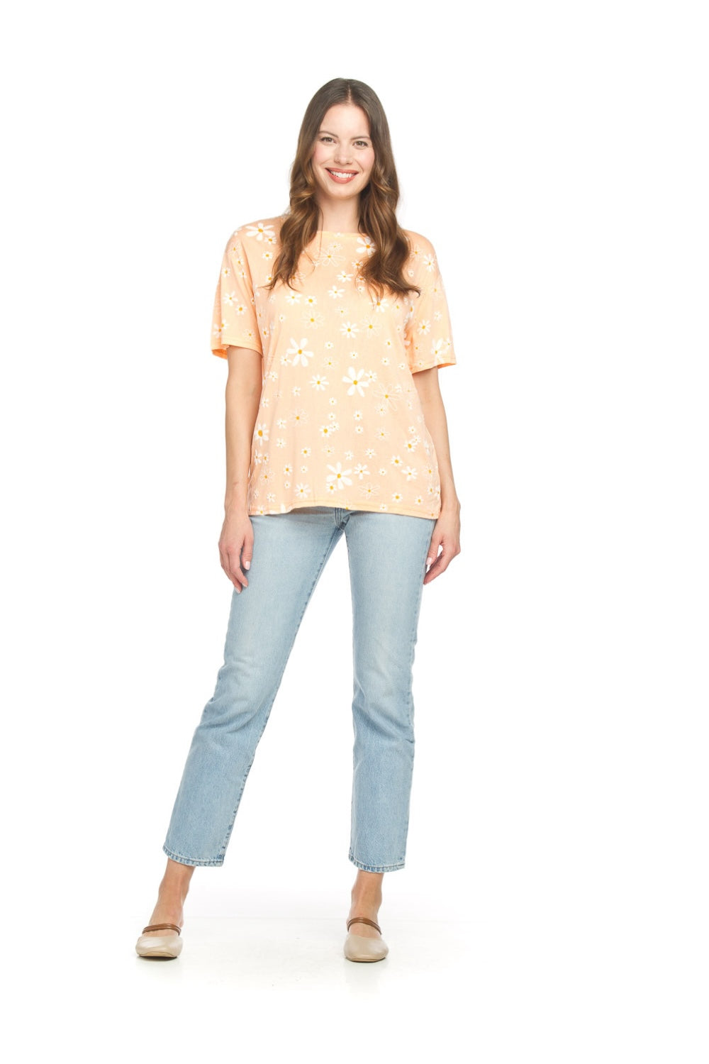 PT18070 CORAL Daisy Printed T shirt